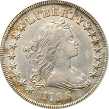 1796 Small Date/Small Letters. ANACS AU-55.