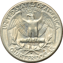 Eight AU/Slider Washington quarters from the 1930s.