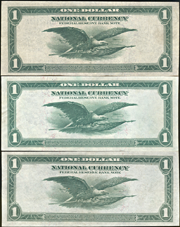 Three 1918 $1.00 (Boston, Cleveland, San Francisco).  XF/AU.