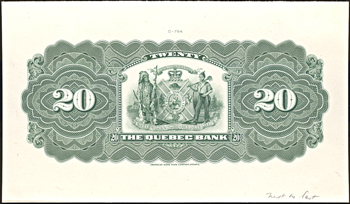 Ten Adopted and Unadopted Canadian Bank Note Specimens.