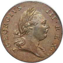 1773 PERIOD AFTER GEORGIVS. PCGS MS-63RB (green label).