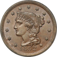 1852 PCGS MS-65BN CAC.