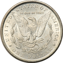 Eighteen 1884-CC Morgan dollars.