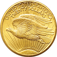 Five double-eagles.  Three Liberty and two Saint-Gaudens.