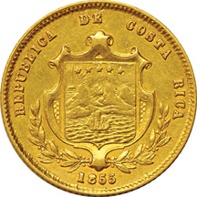 Costa Rica - 1850-JB and 1855-JB 2-escudo, both VF.