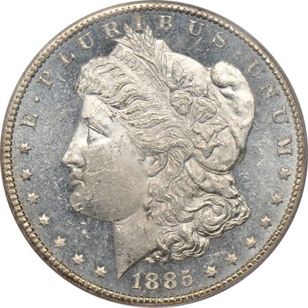 1885-CC PCGS MS-63DMPL, and an 1885-O PCGS MS-64DMPL.