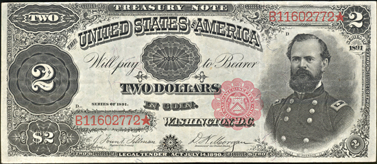 1891 $2.00.  VF.