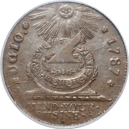 1787 STATES UNITED 4 CINQ FUGIO (Newcomb 13-x). PCGS AU-58.