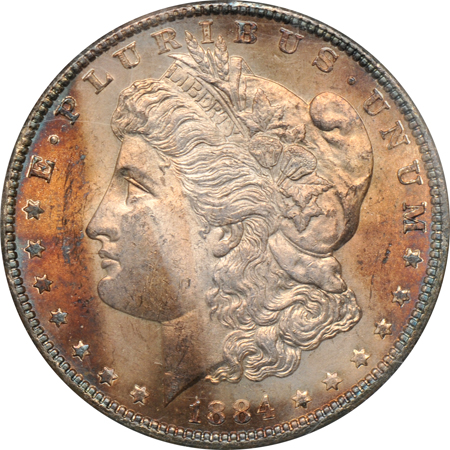 1884 MS-64, 1885-O MS-65, and an 1890-O MS-64, all NGC.