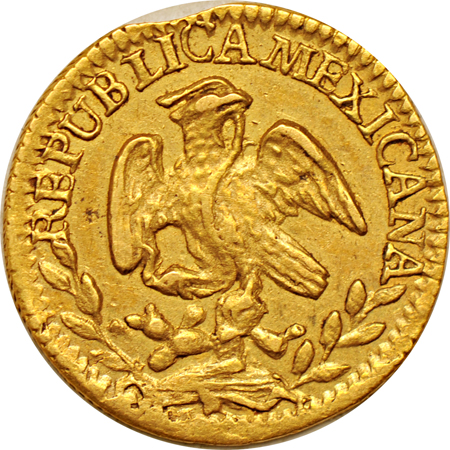 Mexico - 1843-Mo MM 1/2-escudo, XF.