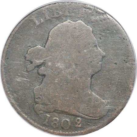 1802/0 REVERSE OF 1802 (C-2) Overstruck on 1802 Large Cent. PCGS GD-4.