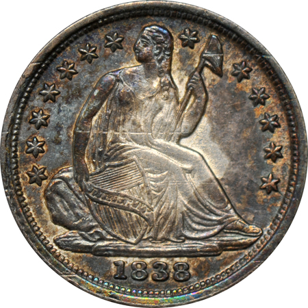 A Bust half-dime and three Liberty Seated half-dimes.