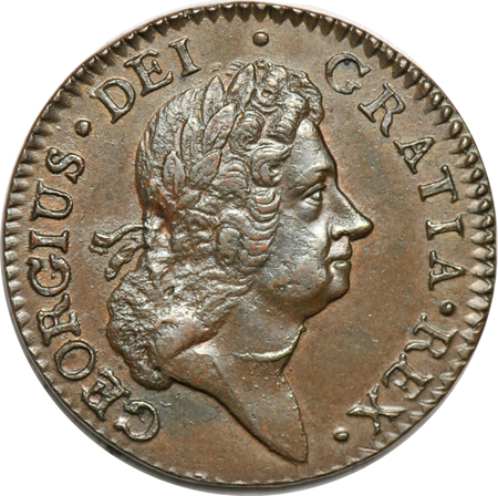 1723 Woods 1/2-Pence. AU.