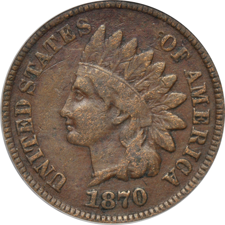 1870 Indian cent PCGS F-15, and an 1828 half-dollar PCGS VF-25.