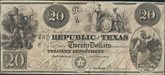 Two Obsolete Banknotes, Republic of Texas, PCGS.