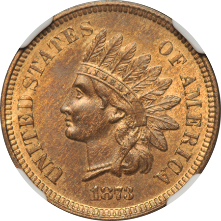 1873 NGC MS-64 RB CAC.