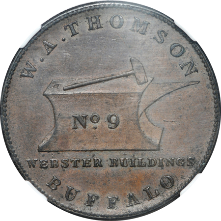 (1838-39) Buffaly, NY Hard Times Token (HT-213), W.A. Thomson, NGC AU-58 BN.