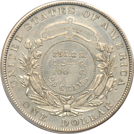 1879 silver dollar pattern, J-1617. PCGS PF-62.