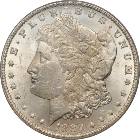 1880-CC 80 OVER 79, REVERSE OF 1878. PCGS MS-64.