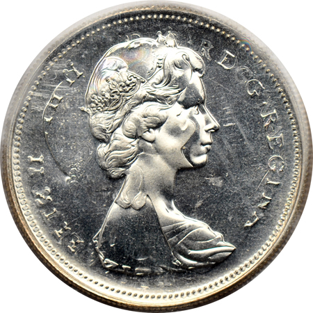 Canada - 1967 double struck silver dollar, ICCS MS-63.