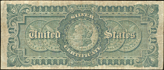 1886 $5.00.  VG.