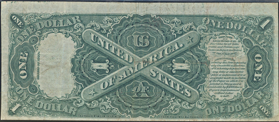 1880 $1.00 Large Seal Blue Numbers. PMG VF-25.