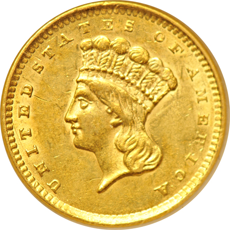 Three U.S. gold coins.