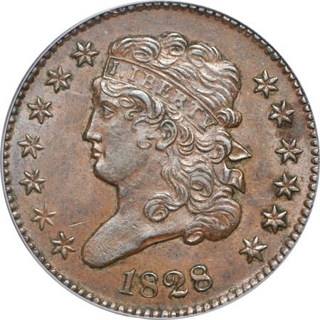 1828 (C-1) 13 Stars. PCGS AU-55.