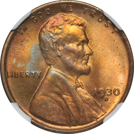 Four certified Lincoln cents.