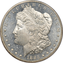 1885-CC PCGS MS-63DMPL, and an 1885-O PCGS MS-64DMPL.