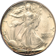 Six tastefully toned silver coins graded by PCGS.