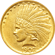 Four U.S. gold coins in ANACS AU holders.