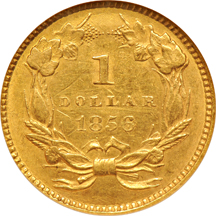 1856 Slanted 5. NGC AU-58.