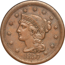 1857 Large Date (N-1). NGC MS-61.