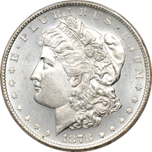 Six Morgan dollars graded MS-63 by PCGS.