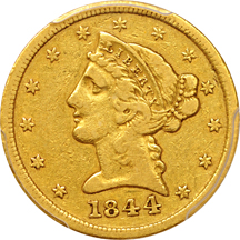 1844-D PCGS VF-25.