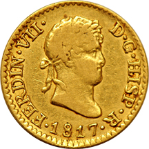 Spain - Madrid 1817-M GJ 1/2-escudo, VF.