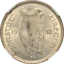 Ireland - 1930 1/2-Crown and 2-Shilling, both NGC MS-62.