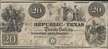 Two Obsolete Banknotes, Republic of Texas, PCGS.