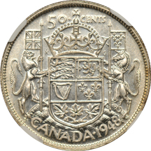Canada - 1948 half-dollar, NGC MS-64.