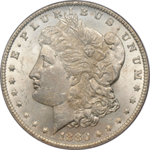 1880-CC 80 OVER 79, REVERSE OF 1878. PCGS MS-64.