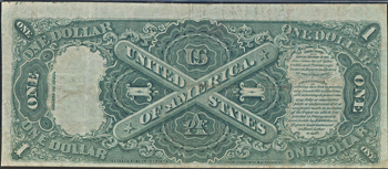 1880 $1.00 Large Seal Blue Numbers. PMG VF-25.