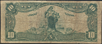 1902 $10.00. Tampa, FL Charter# 7153 Blue Seal Date Back. PCGS F.