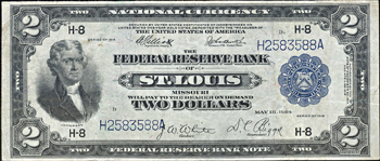 1918 $2.00 St. Louis VF.