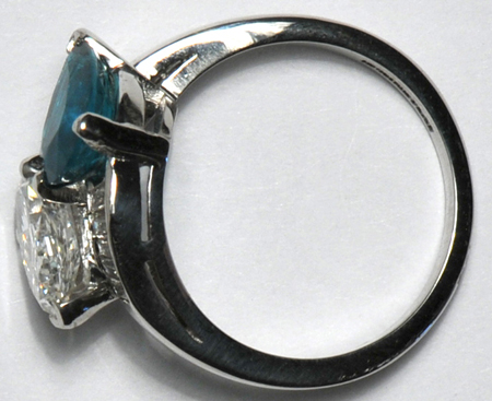 Platinum Emerald and Diamond Bypass Ring, ca. 1980