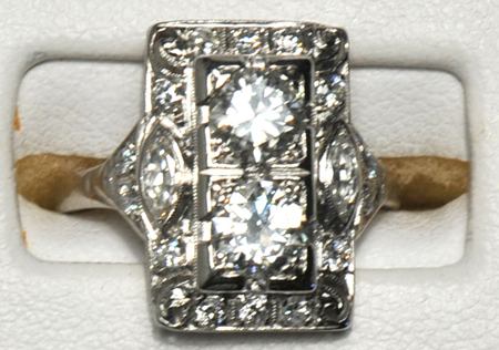 Platinum Diamond Panel Ring, ca. 1930