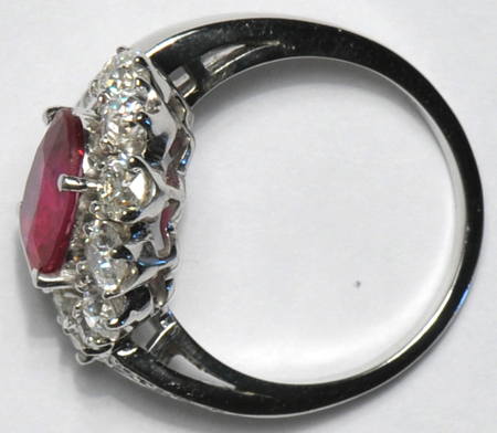 Platinum Diamond and Ruby Ring, ca. 1950