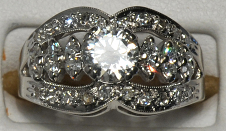 14K White Gold Diamond Engagement Ring, ca. 1930