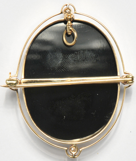 14K Two Tone Gold and Diamond Cameo Pin/Pendant