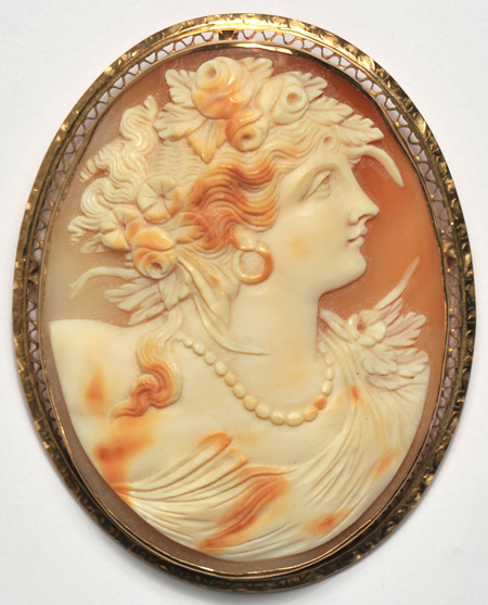 10K Yellow Gold Extra Large Cameo Pin/Pendant